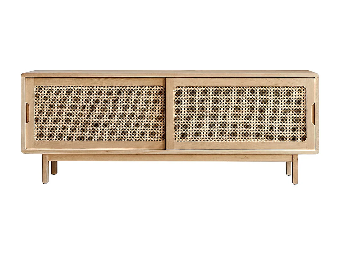 TV-Schrank aus Ulmenholz und Rattangeflecht Luis 140 cm