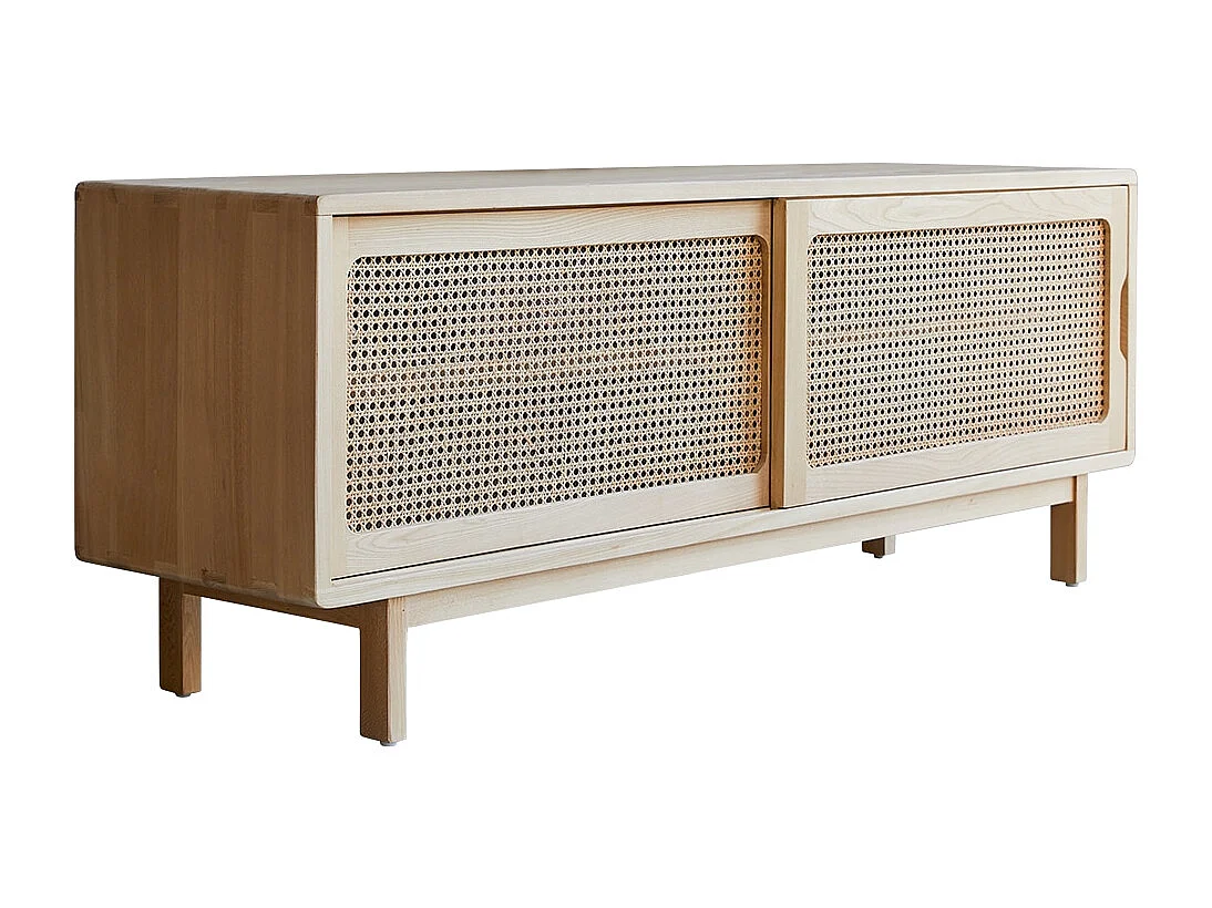 Mobile TV in legno di olmo e canna Luis 140 cm