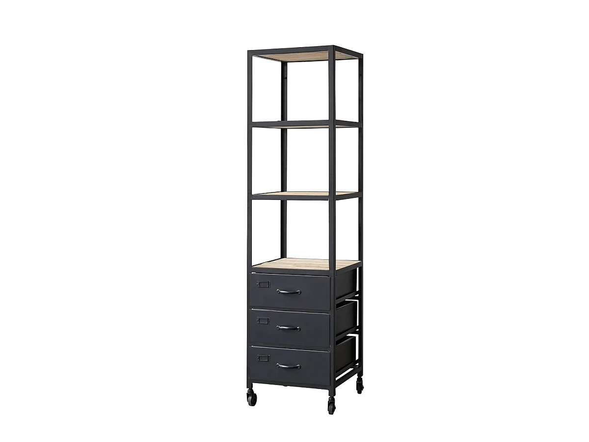 Industriel - Bathroom tall unit in mango wood and metal