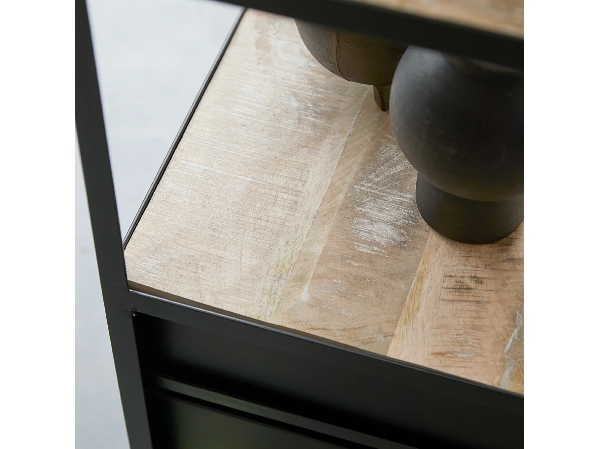 Industriel - Bathroom tall unit in mango wood and metal