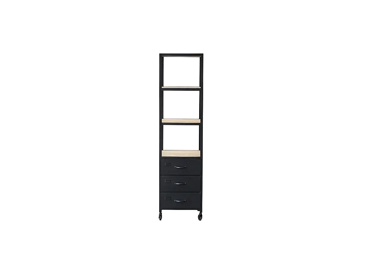 Industriel - Bathroom tall unit in mango wood and metal