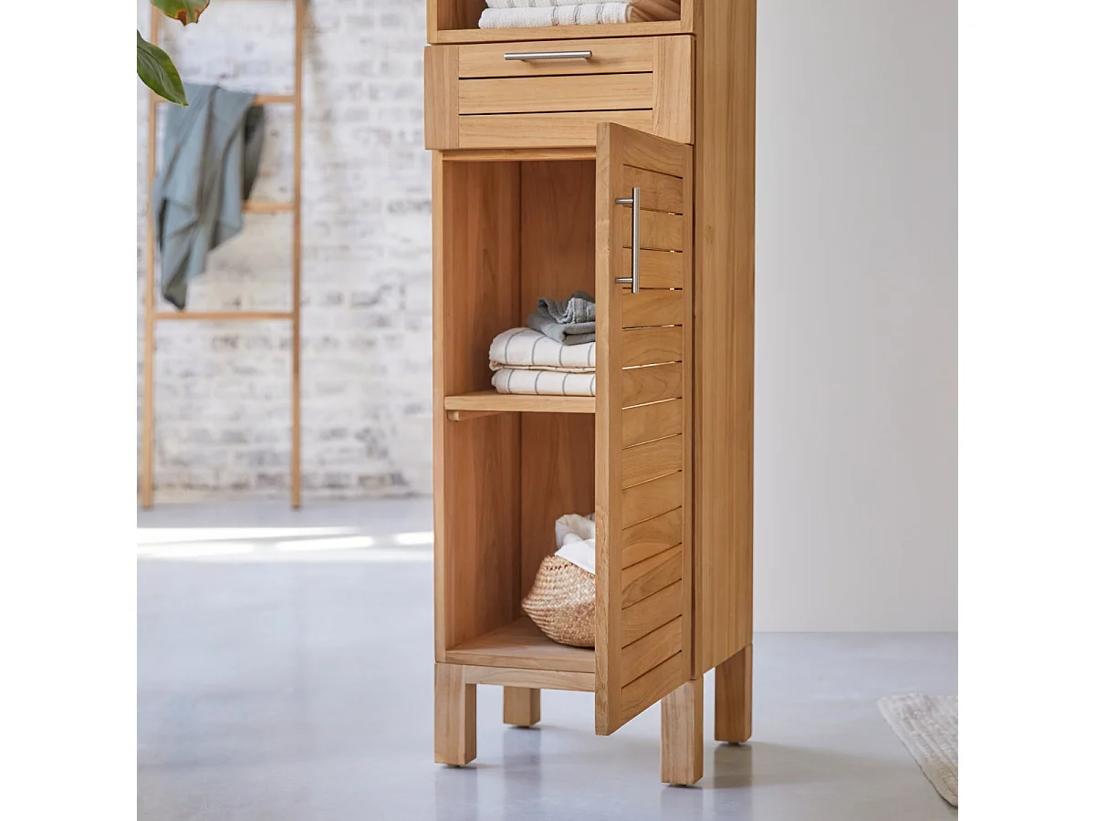 Hochschrank Badschrank Highboard Badmöbel Regal aus Teak 180 cm Natur neu