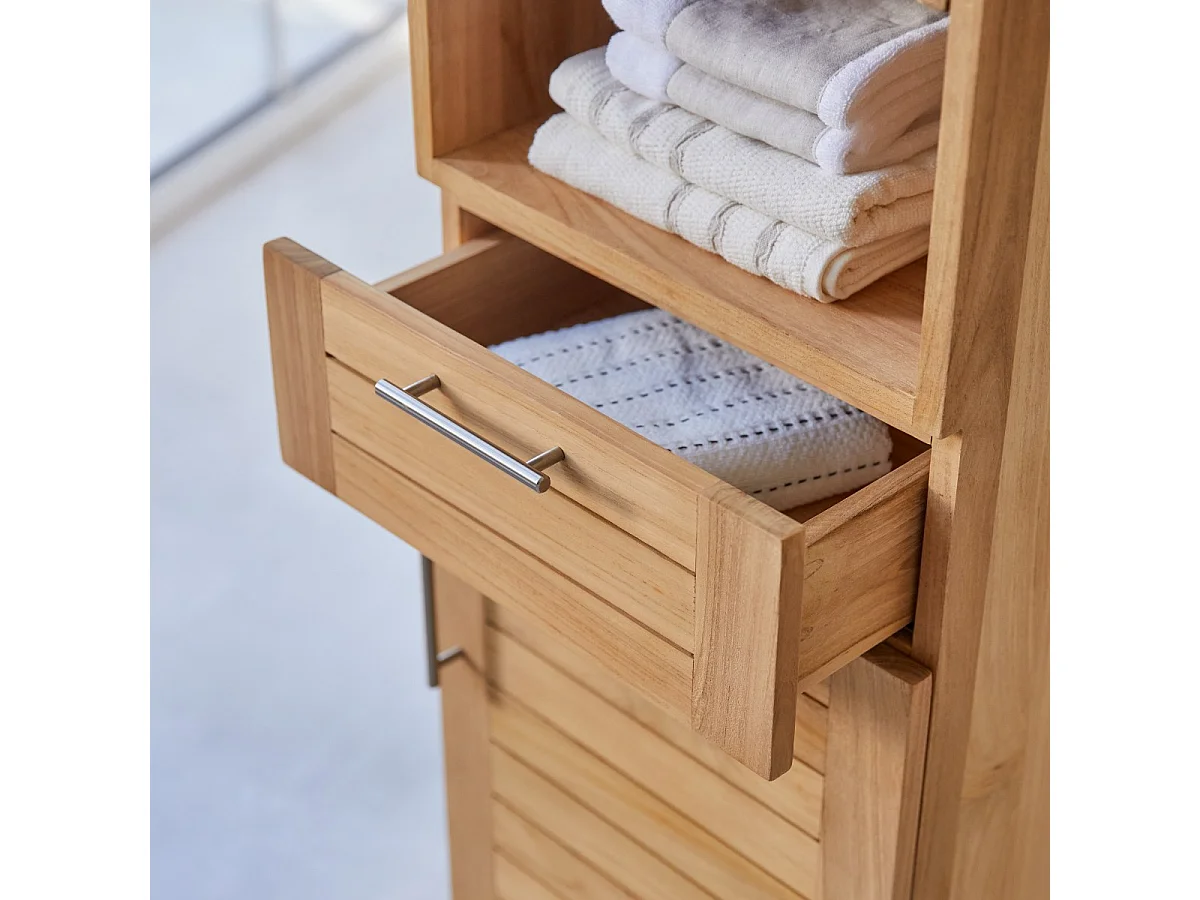 Hochschrank Badschrank Highboard Badmöbel Regal aus Teak 180 cm Natur neu