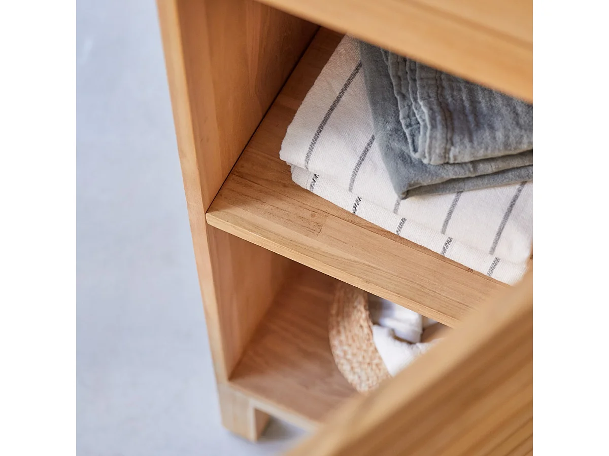 Hochschrank Badschrank Highboard Badmöbel Regal aus Teak 180 cm Natur neu