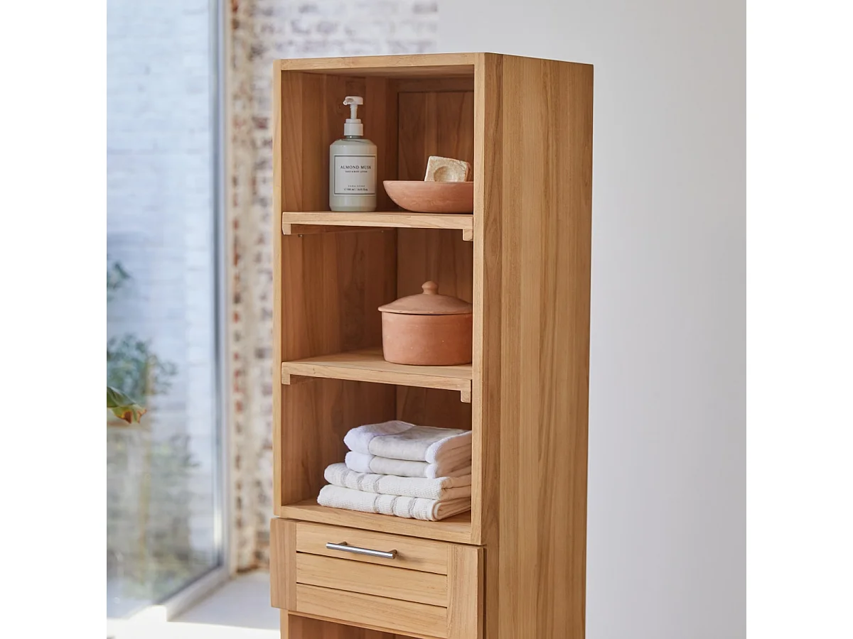 Scaffale a colonna in legno massello di Teak porta oggetti arredo bagno Tikamoon