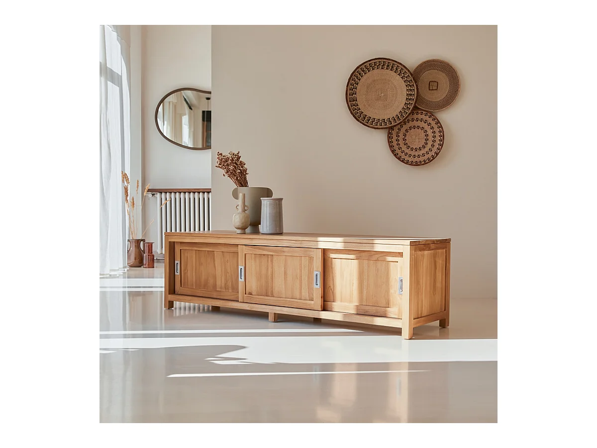 TV-Rack TV Bank massives Teak TV Möbel Neu Tikamoon lowboard sideboard Natur