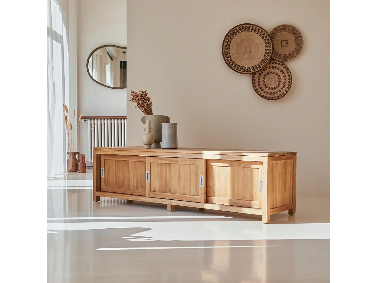 Meuble TV en bois de teck 180 Coffee Tek Slide