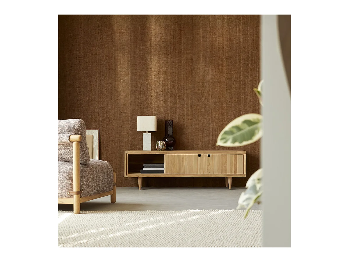 Mobile TV televisore in legno di Teak con anta scorrevole