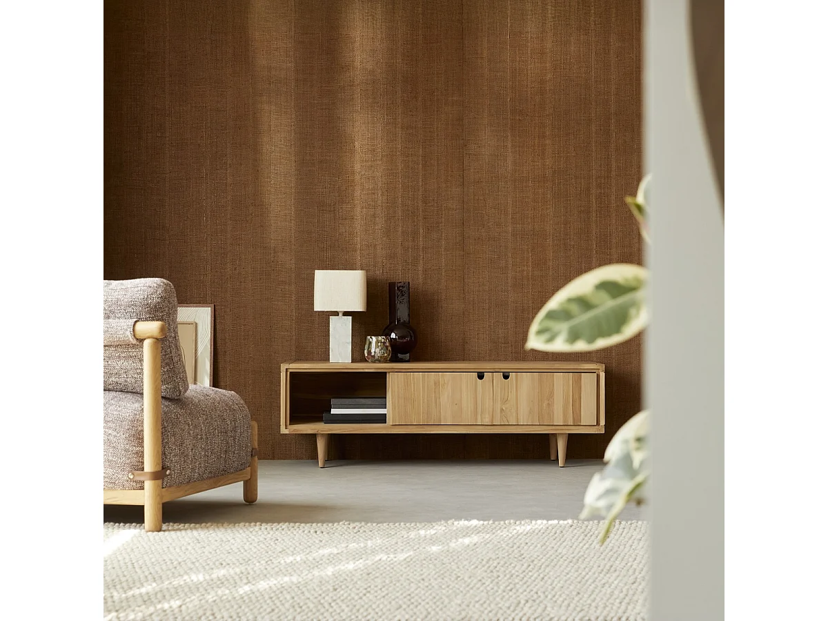 Mobile TV televisore in legno di Teak con anta scorrevole