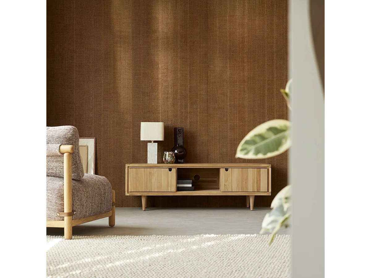 Mobile TV televisore in legno di Teak con anta scorrevole