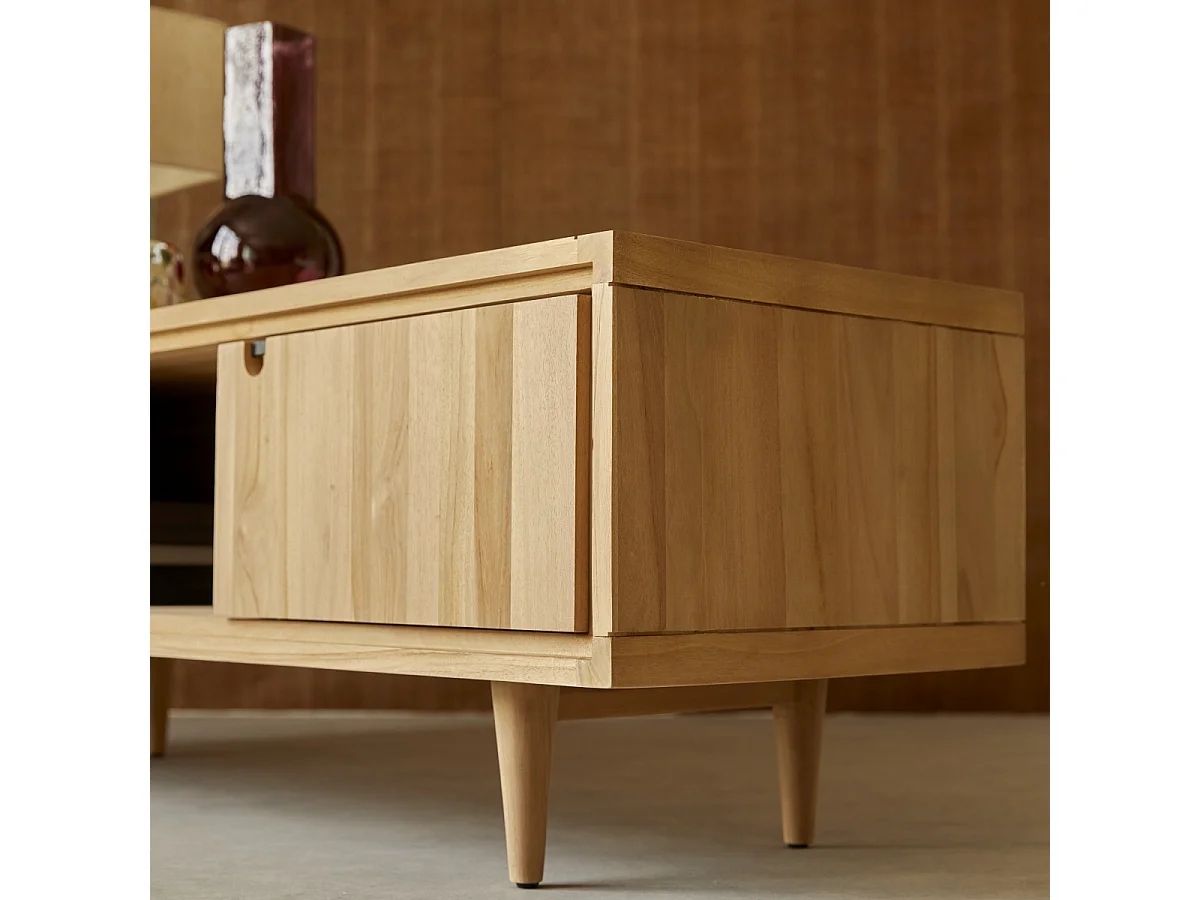 Mobile TV televisore in legno di Teak con anta scorrevole