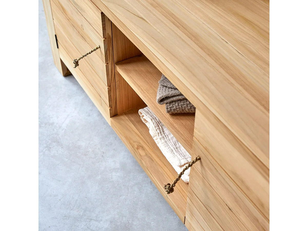 TV Schrank aus massivem Teakholz Minimalys 155 cm