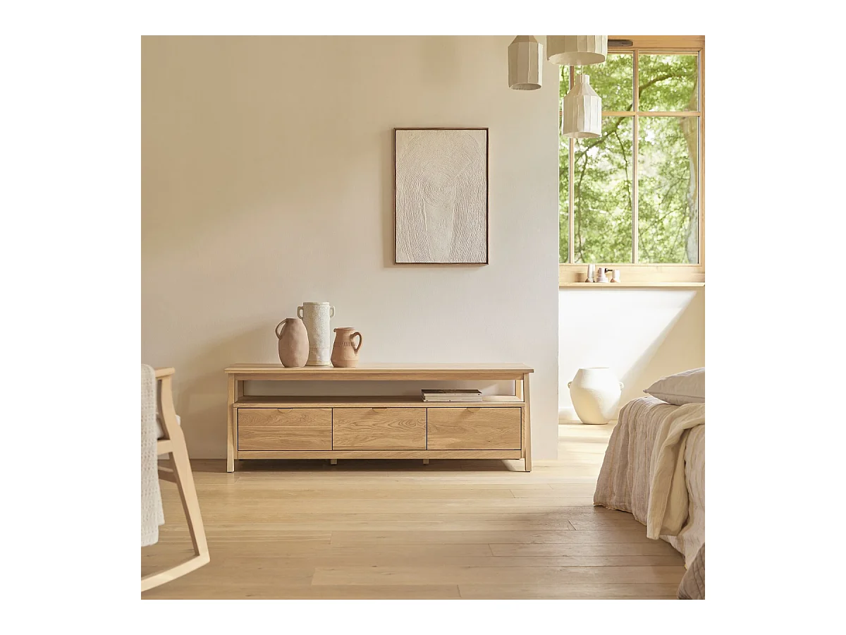 Meuble TV en bois de chêne 150 Pola