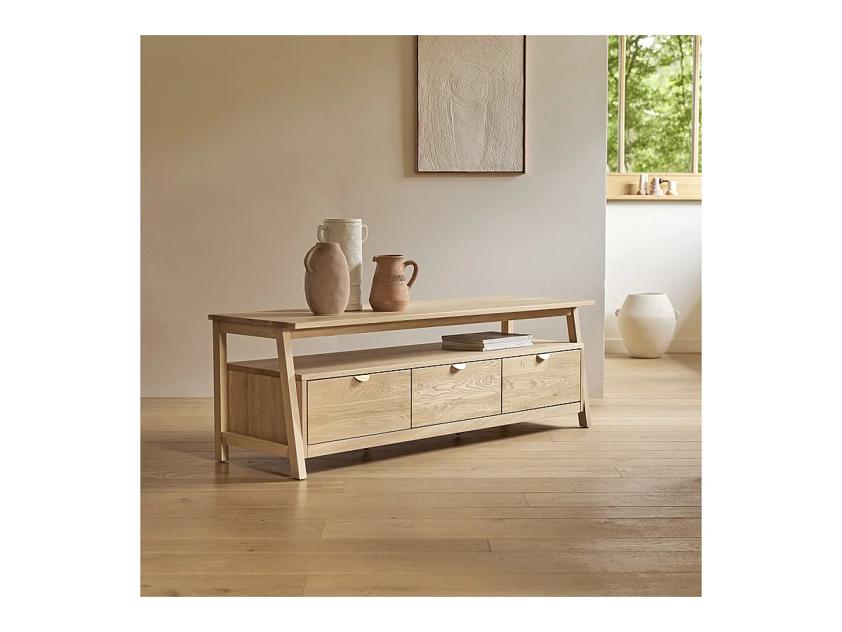 Meuble TV en bois de chêne 150 Pola