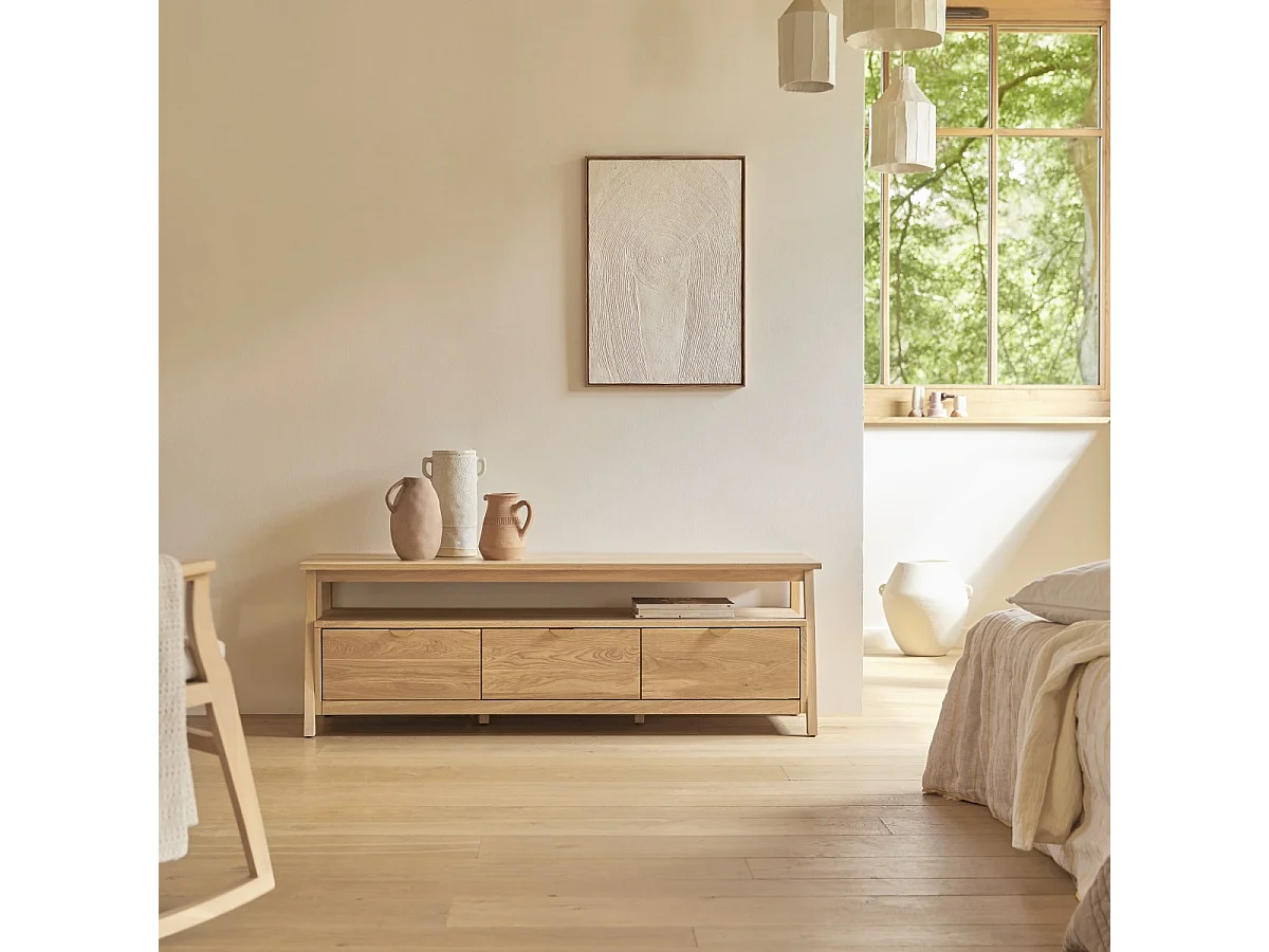 Meuble TV en bois de chêne 150 Pola