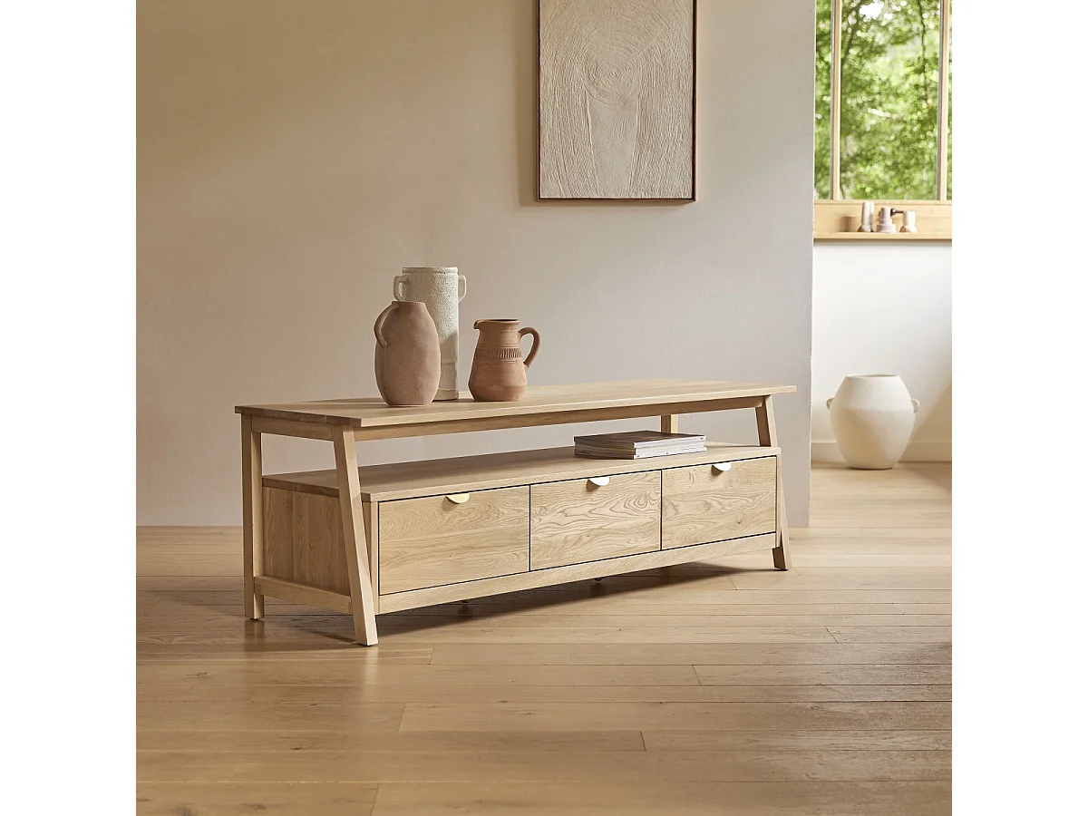 Meuble TV en bois de chêne 150 Pola
