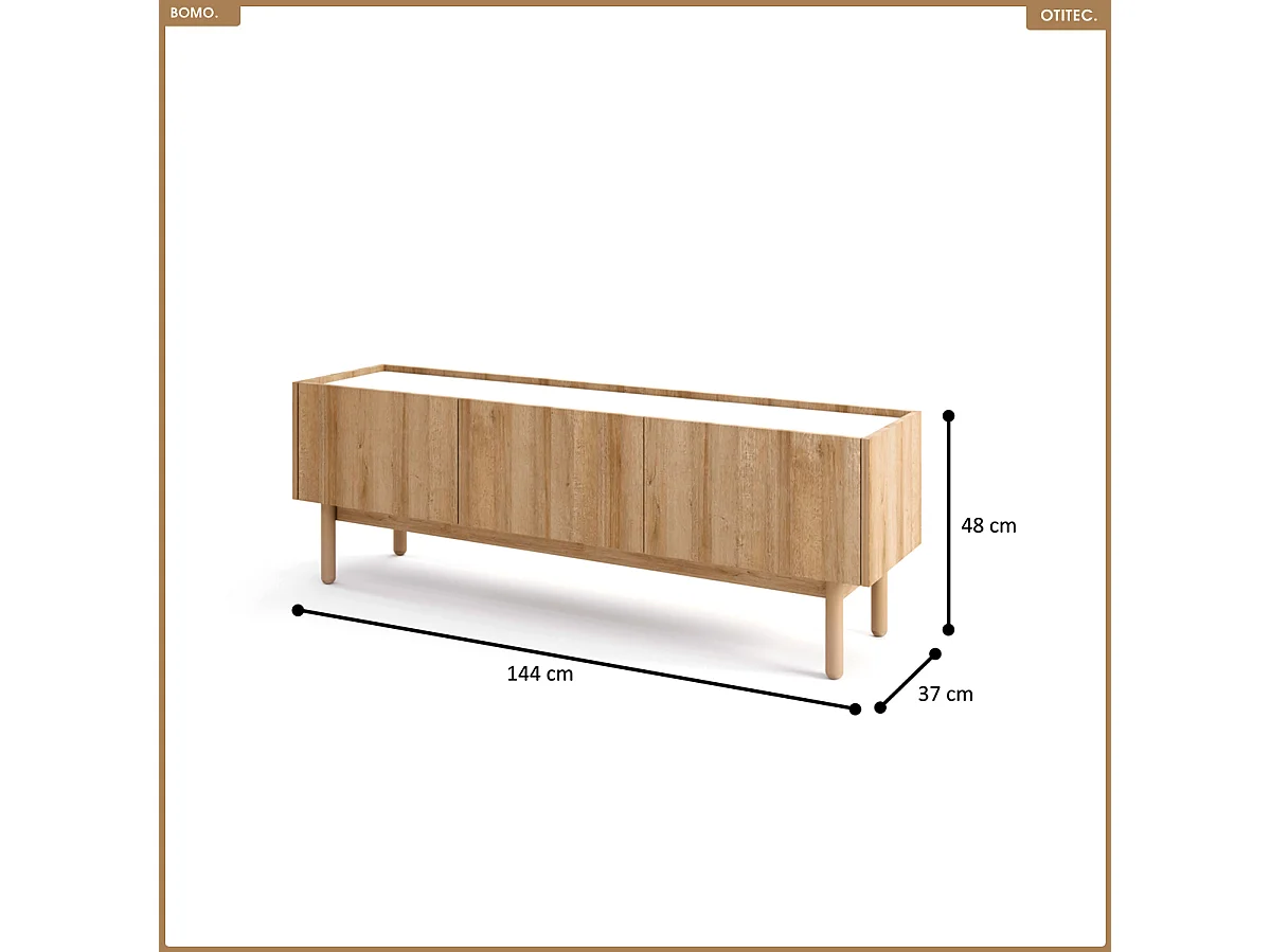 Meuble TV - L.144 x H.48 x P.37 - BOMO
