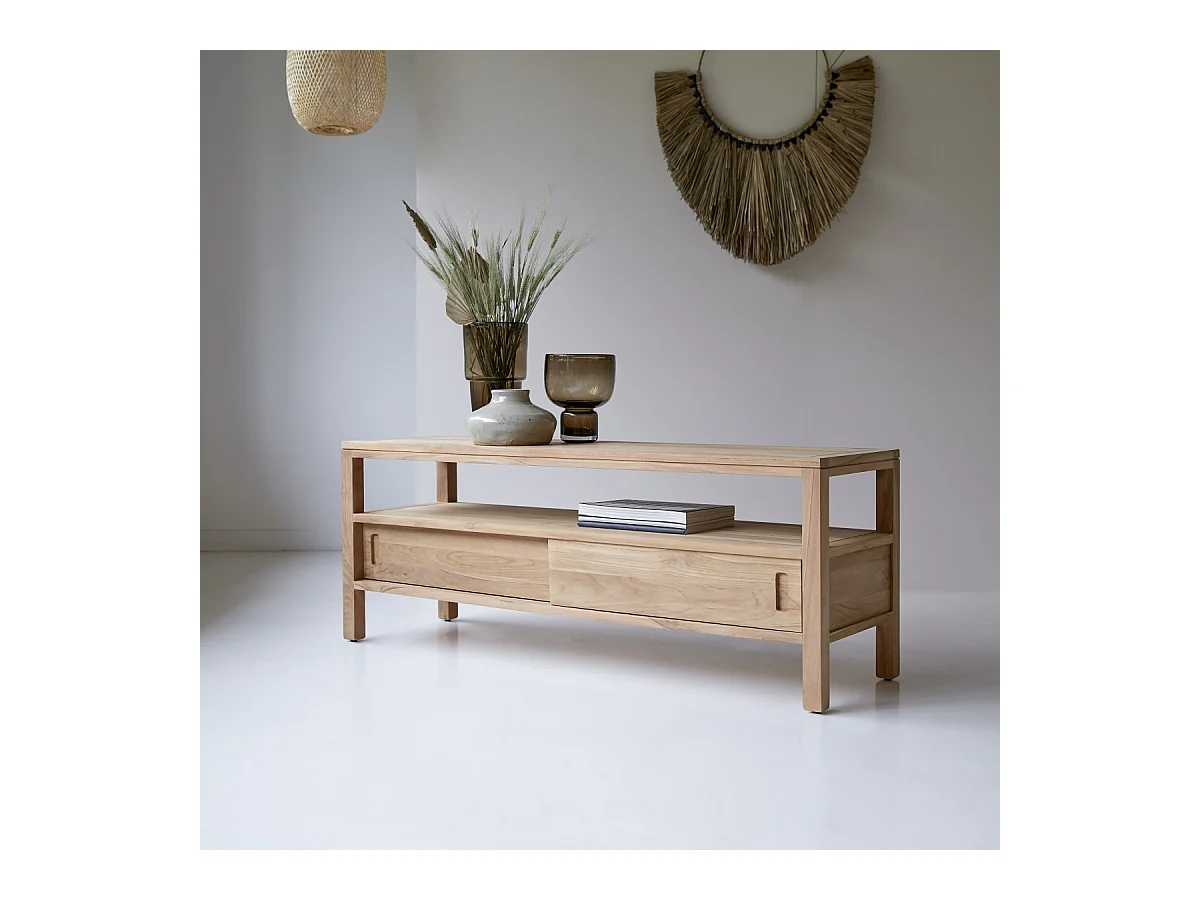 TV Schrank TV Unterschrank Board aus Teak 130 cm natürliches Teakholz