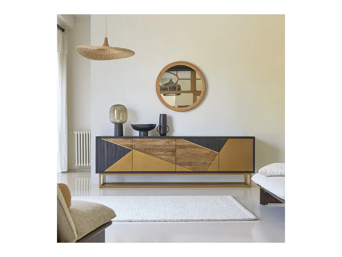 TV Schrank aus Eiche von Tikamoon mit Messingfüßen