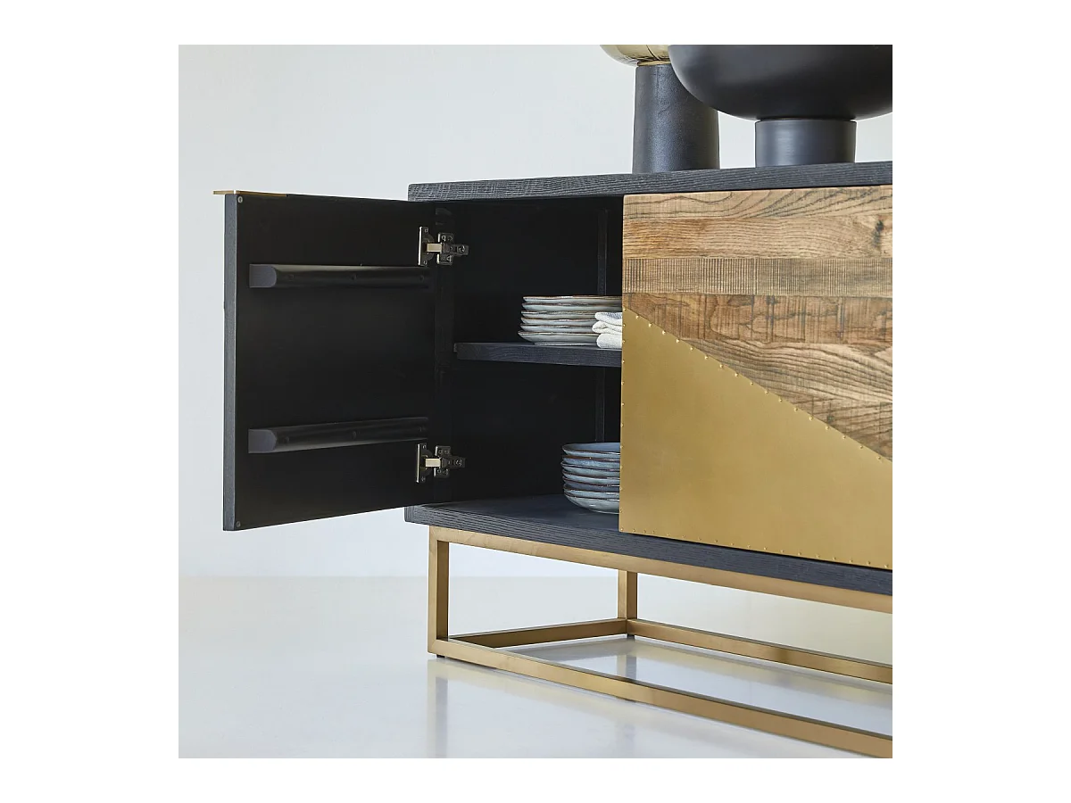 TV Schrank aus Eiche von Tikamoon mit Messingfüßen