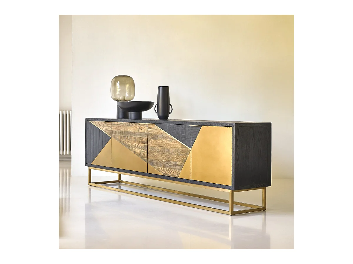 TV Schrank aus Eiche von Tikamoon mit Messingfüßen