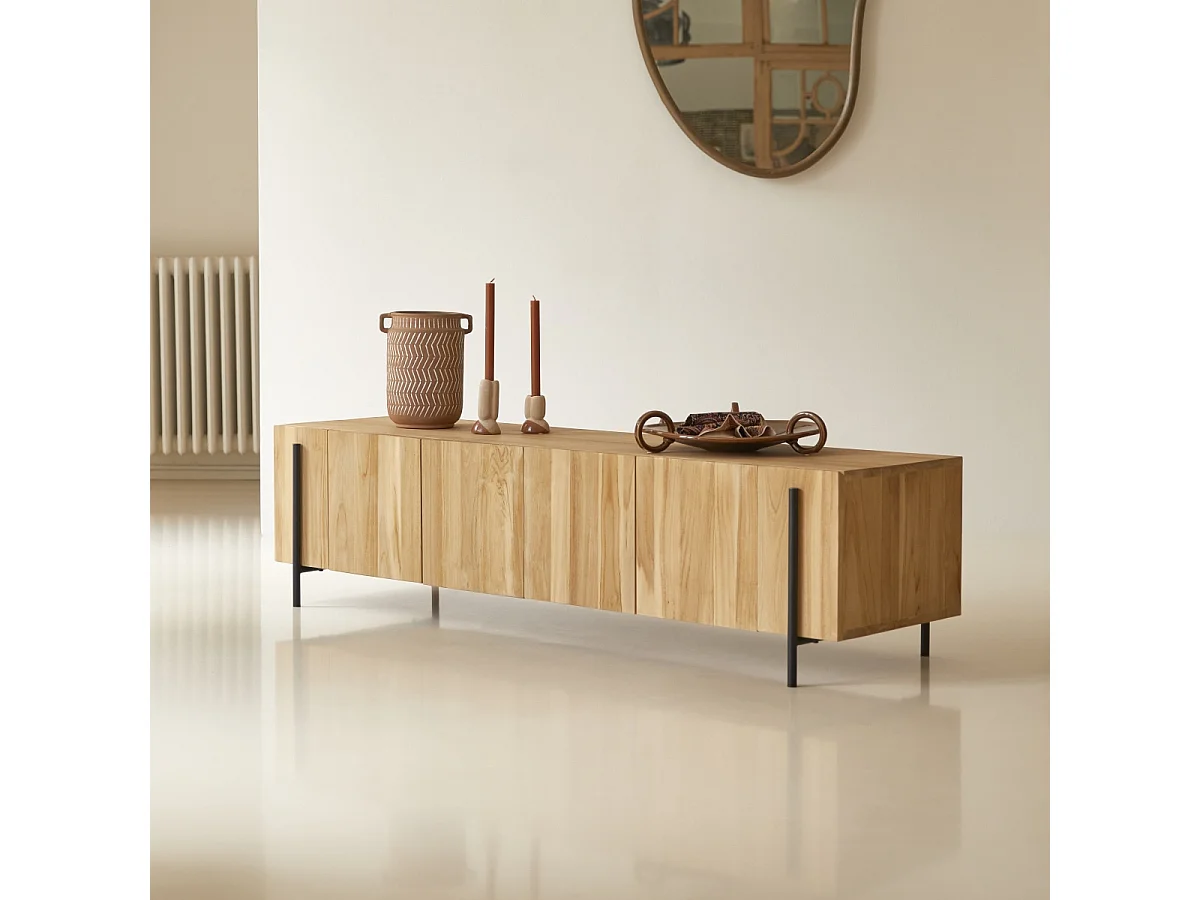 Meuble TV bas en bois de teck 170 Honorine