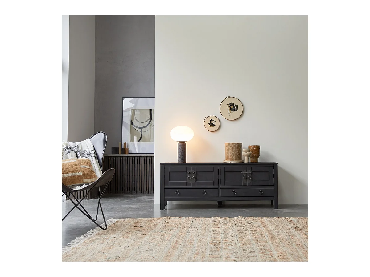 Thaki black - TV-Schrank aus massiver Kiefer 140