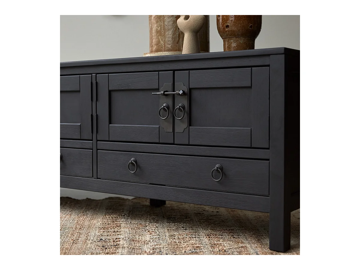Thaki black - TV-Schrank aus massiver Kiefer 140