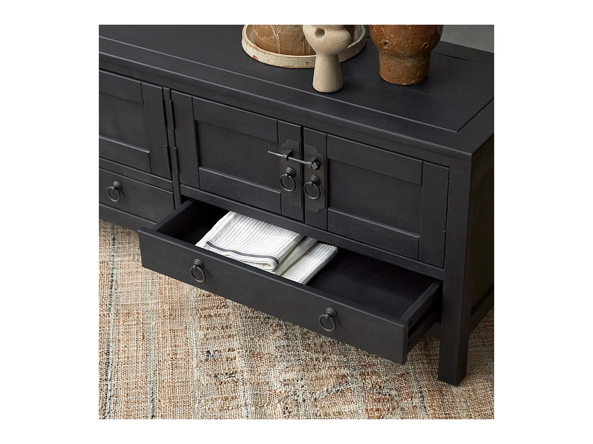 Thaki black - TV-Schrank aus massiver Kiefer 140