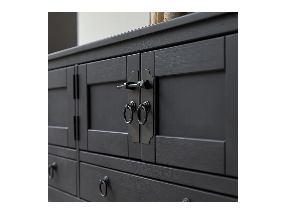 Thaki black - TV-Schrank aus massiver Kiefer 140