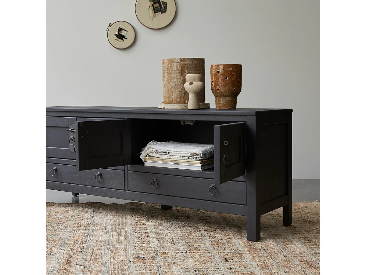 Thaki black - TV-Schrank aus massiver Kiefer 140