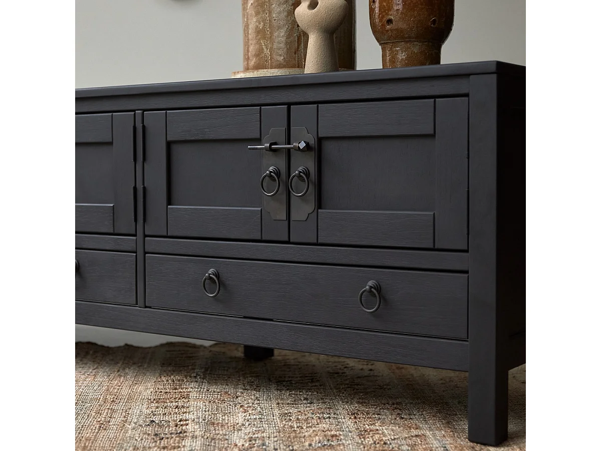 Thaki black - TV-Schrank aus massiver Kiefer 140