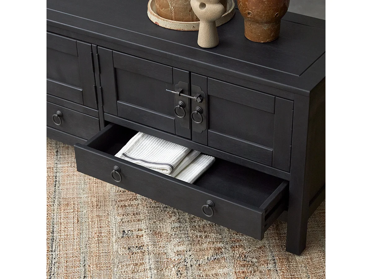 Thaki black - TV-Schrank aus massiver Kiefer 140