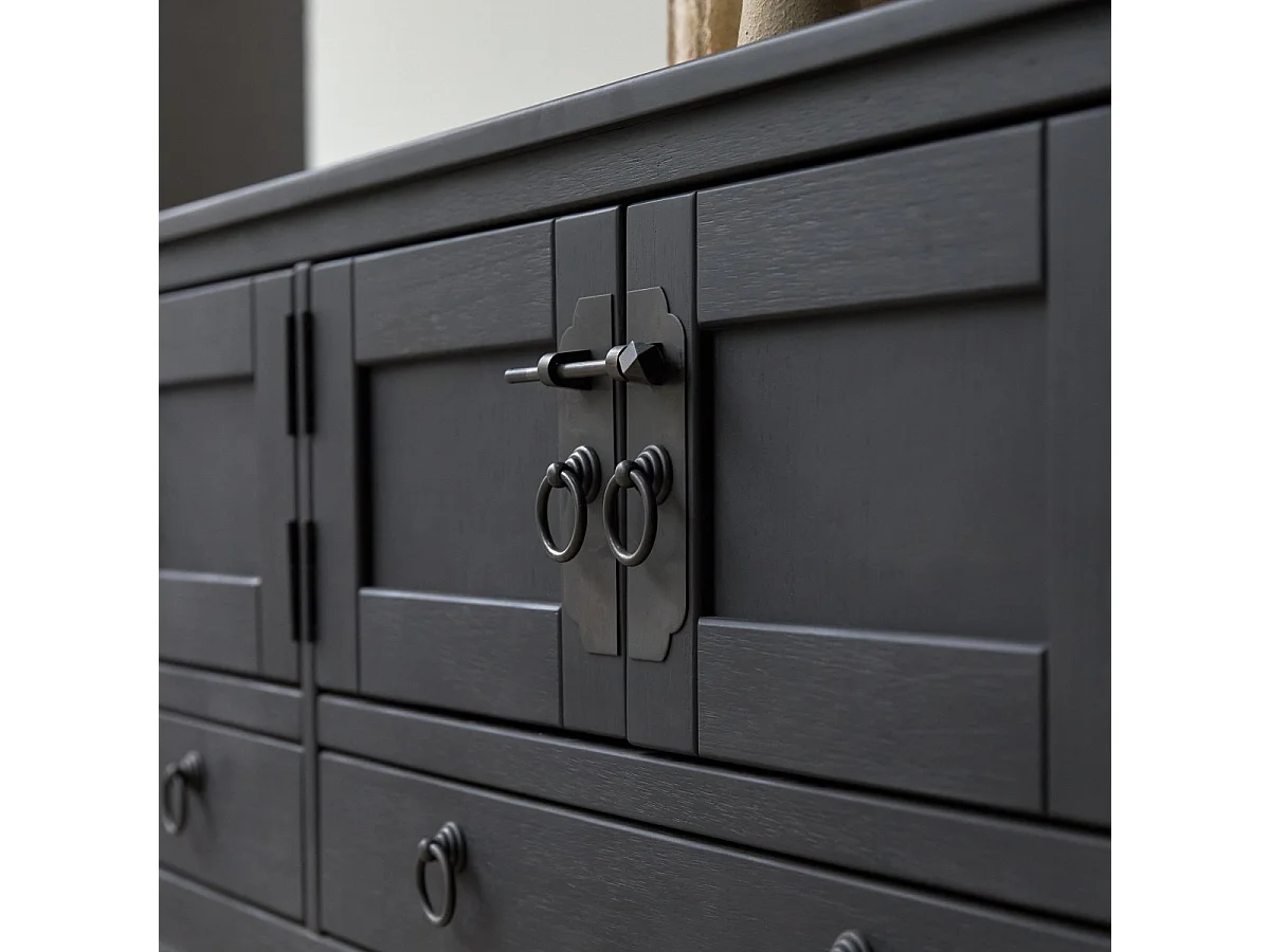 Thaki black - TV-Schrank aus massiver Kiefer 140