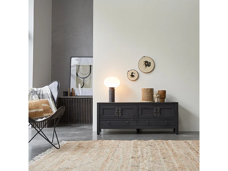 Thaki black - TV-Schrank aus massiver Kiefer 140