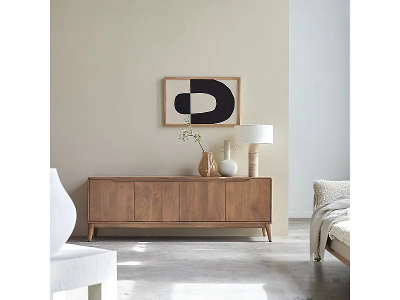 Meuble TV en bois de manguier massif Gabrielle 160 cm