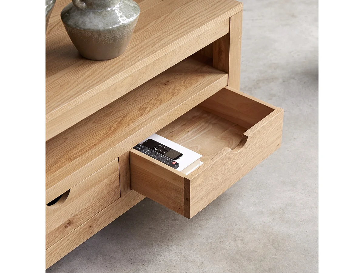 Meuble TV en bois de chêne massif Oliver 200 cm