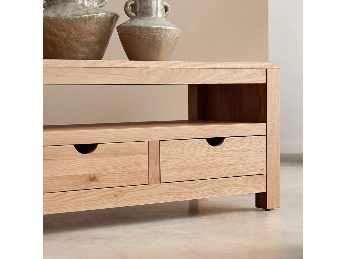 Meuble TV en bois de chêne massif Oliver 200 cm