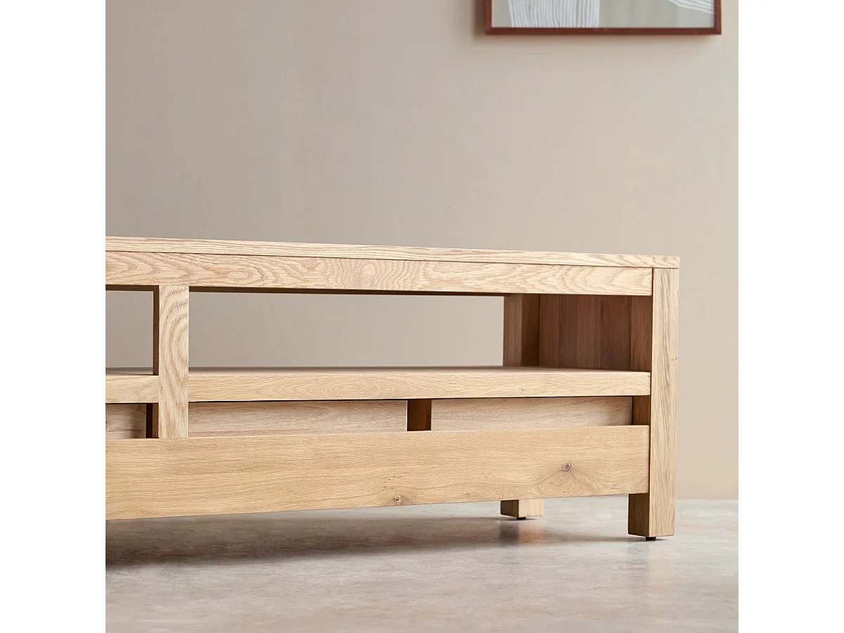 Meuble TV en bois de chêne massif Oliver 200 cm