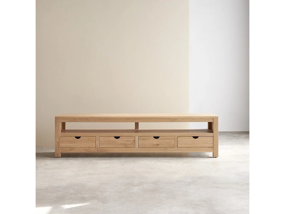 Meuble TV en bois de chêne massif Oliver 200 cm