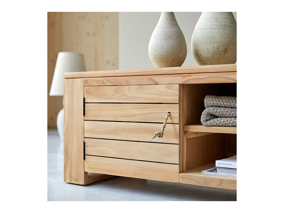 TV Schrank aus massivem Teakholz Minimalys 135 cm