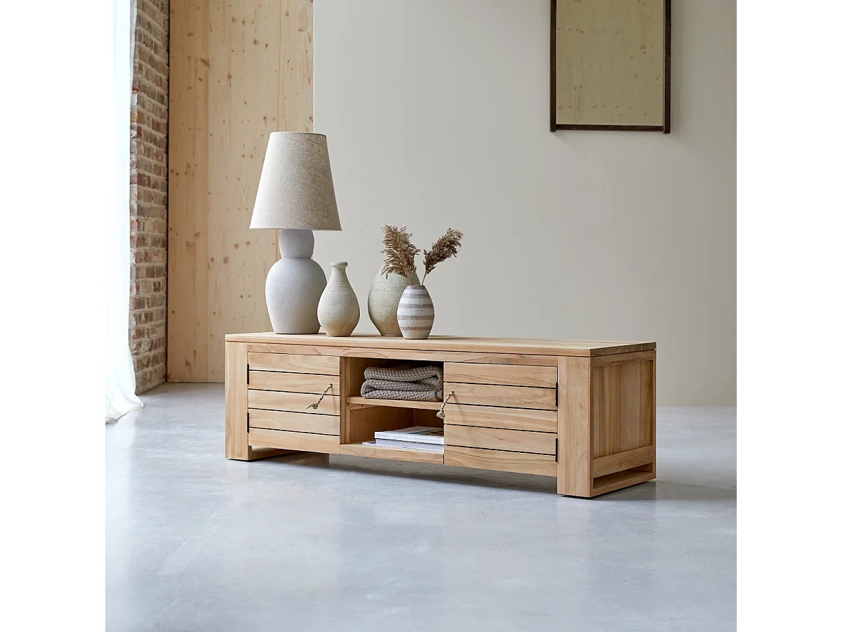 Meuble TV en bois de teck 135 Minimalys