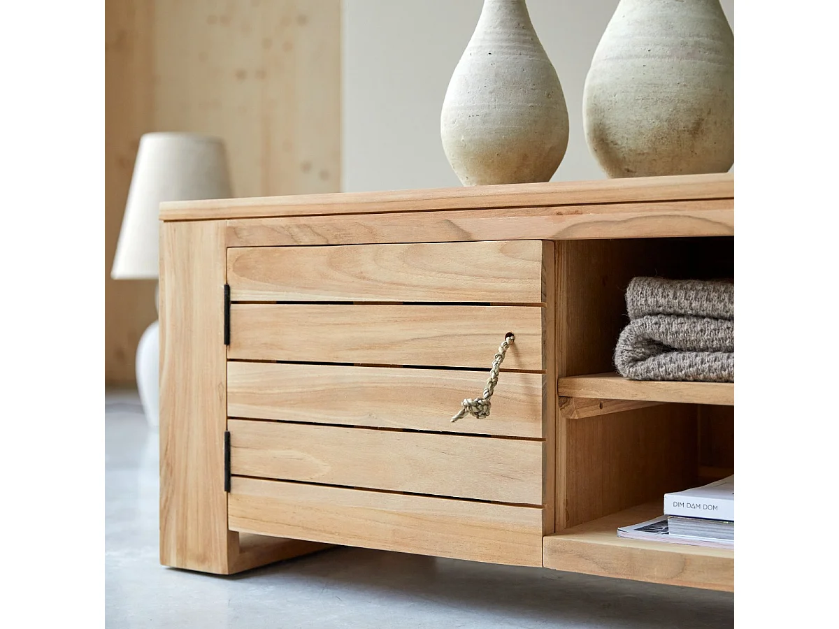 Meuble TV en bois de teck 135 Minimalys