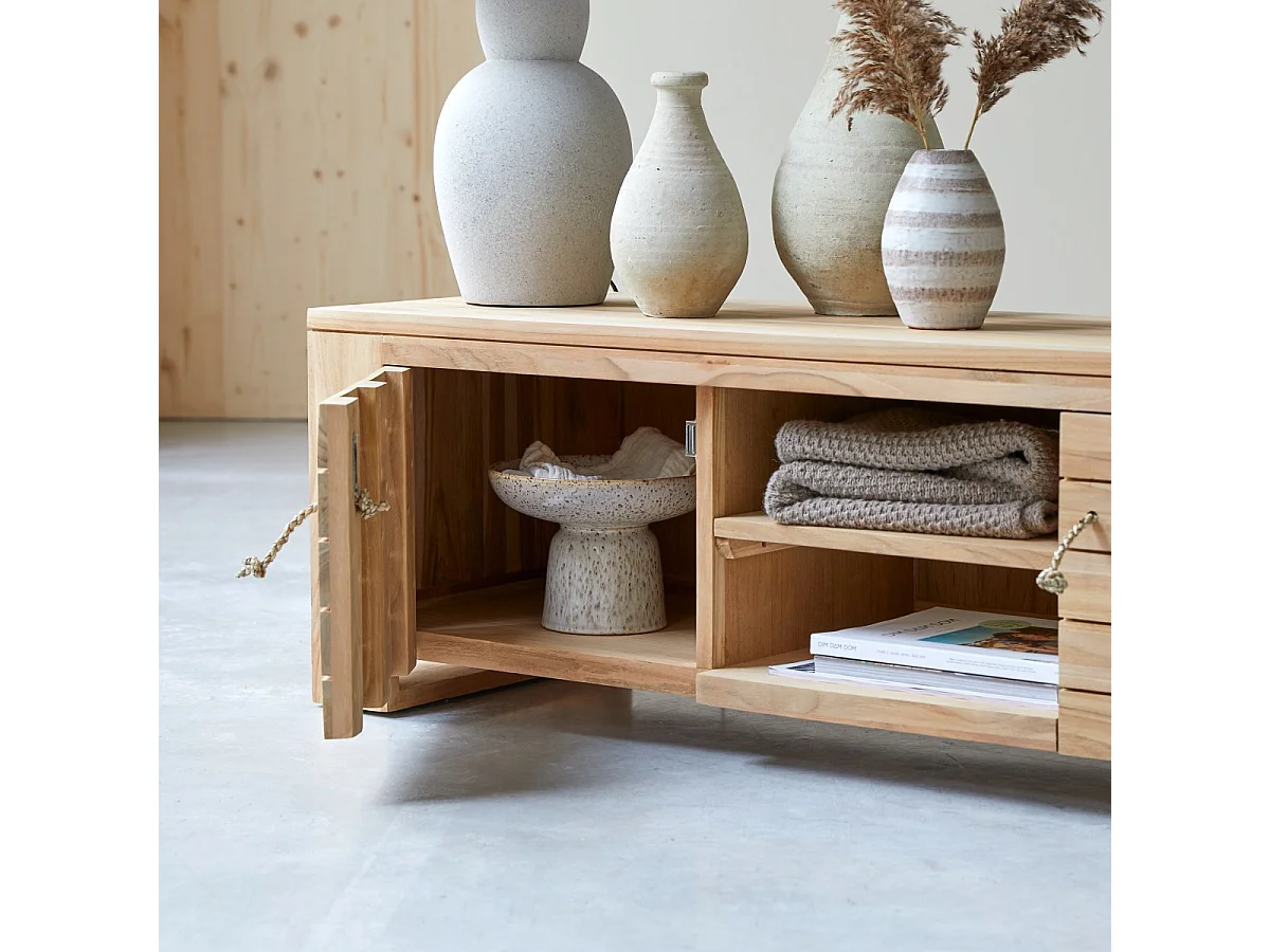 Minimalys - TV unit in solid teak - 135 cm