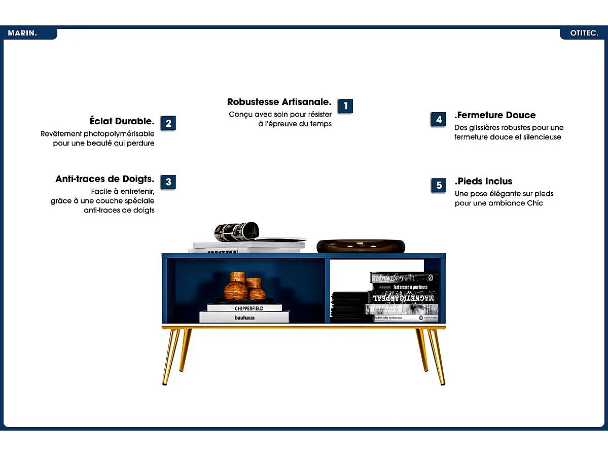 Table Basse - H.42 x L.90 x P.60 cm - MARIN