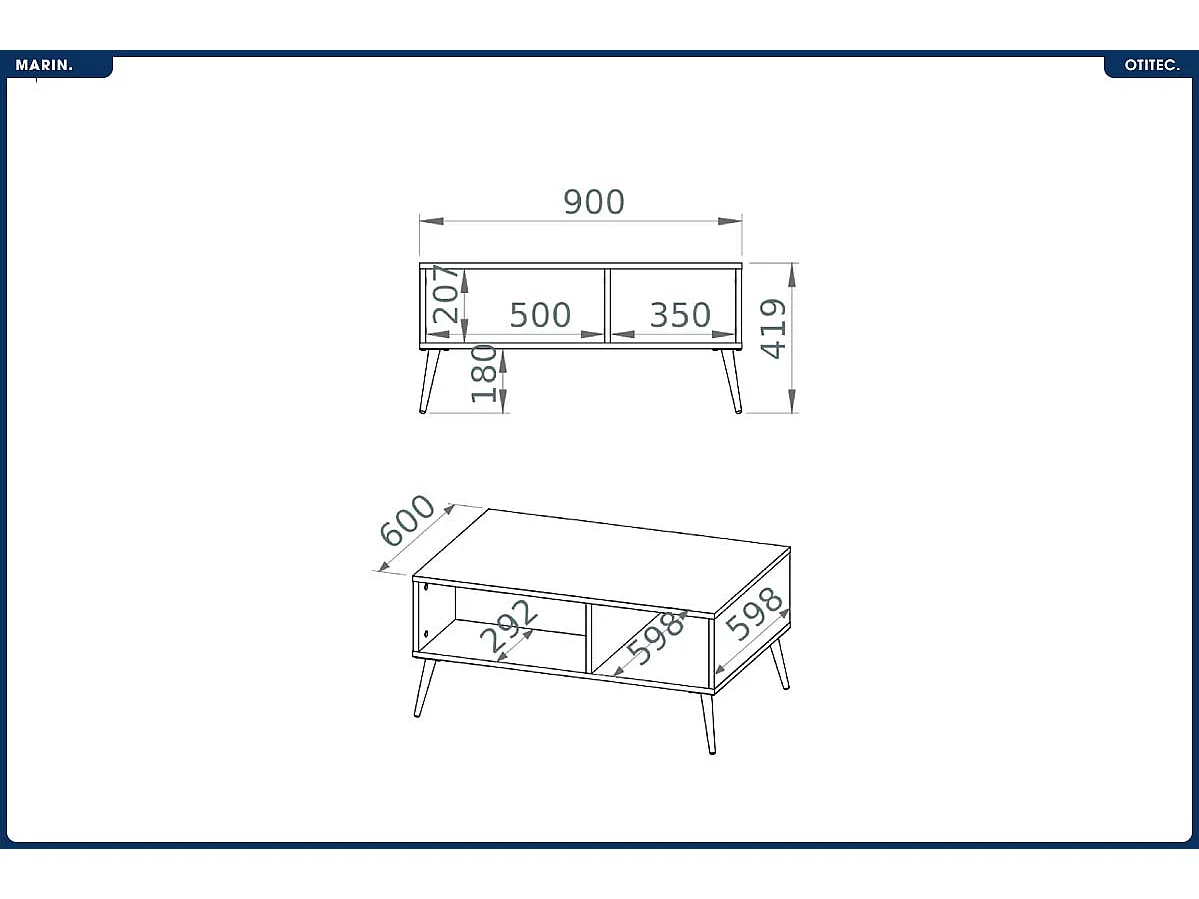 Table Basse - H.42 x L.90 x P.60 cm - MARIN