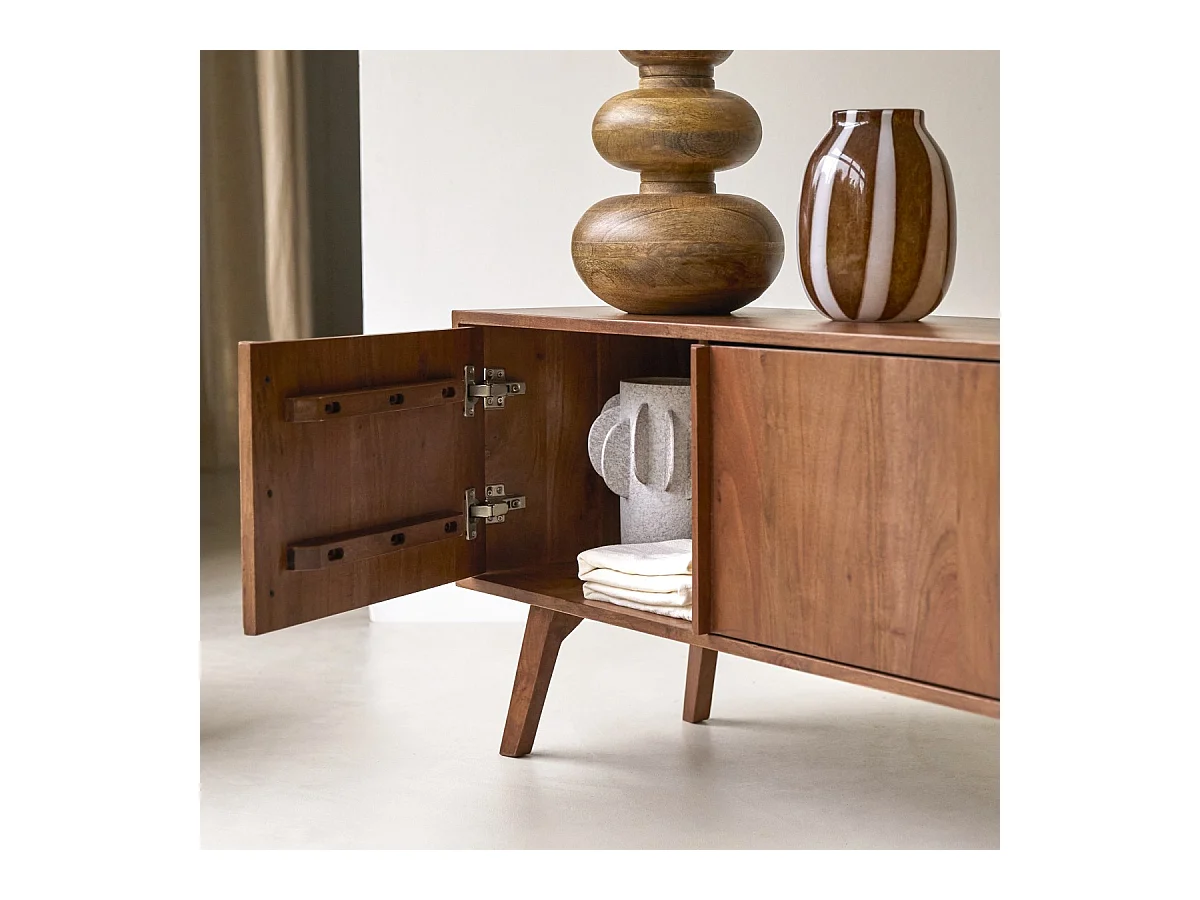 Meuble TV en acacia massif Niels 150 cm