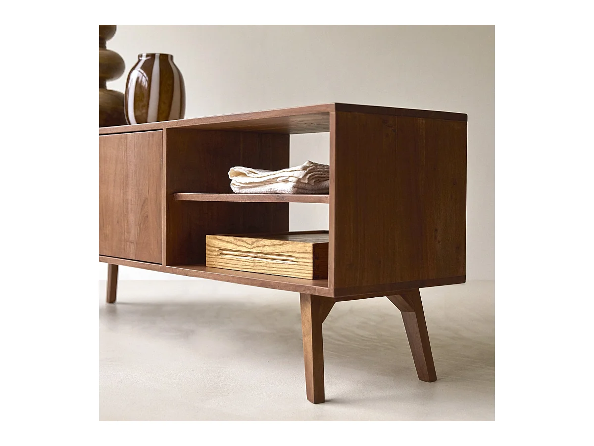Meuble TV en acacia massif Niels 150 cm