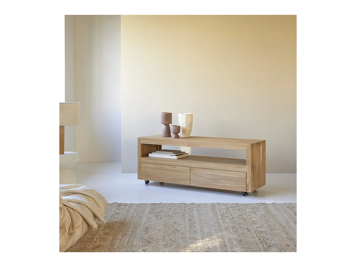 TV Unterschrank Teak Teakholz Massivholz TV Sideboard Lowboard 140  Neu