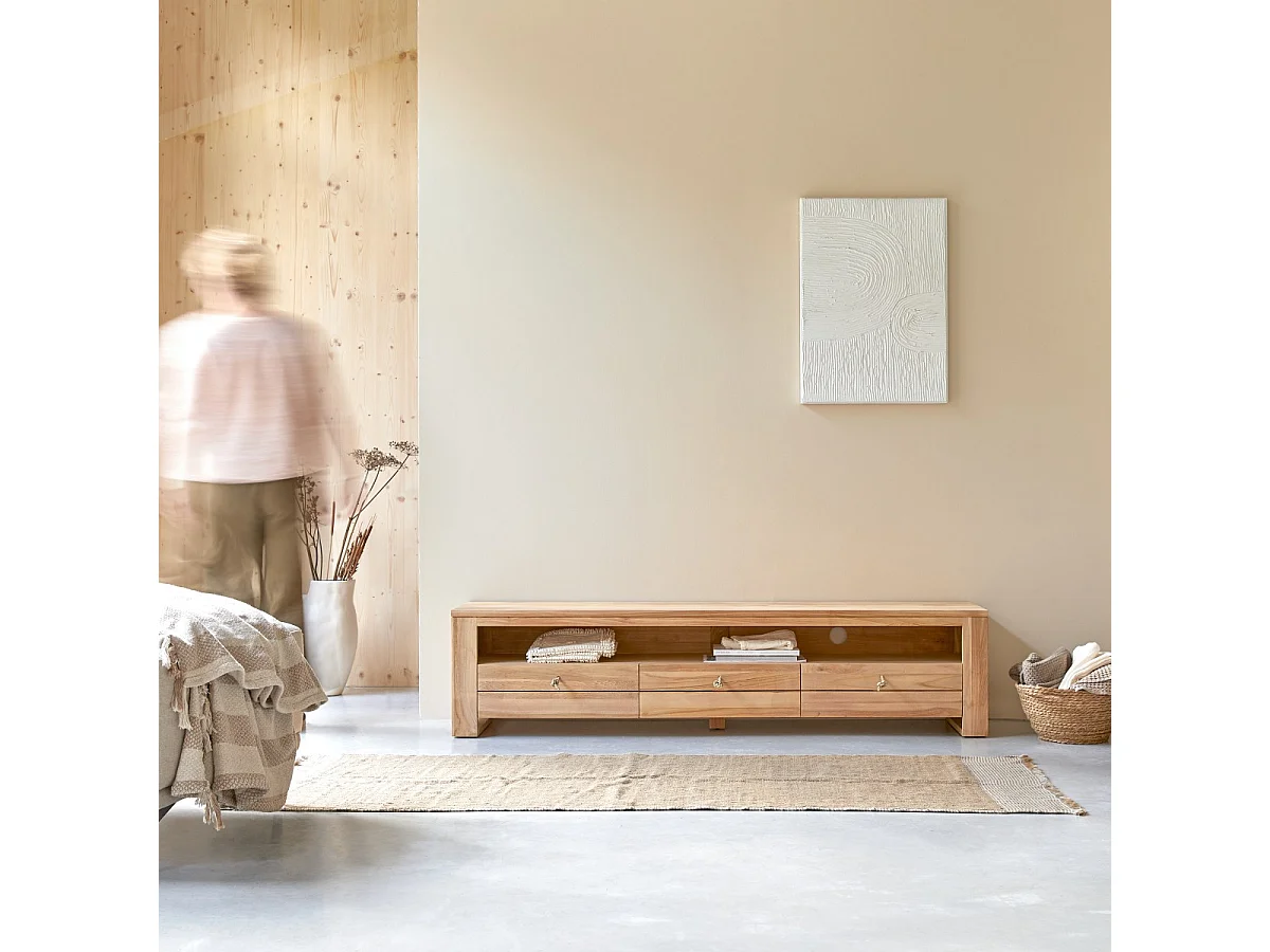 TV Schrank aus massivem Teakholz Minimalys 170 cm